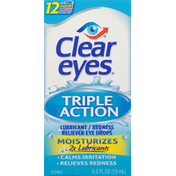 Clear Eyes Triple Action Lubricant/Redness Reliever Eye Drops