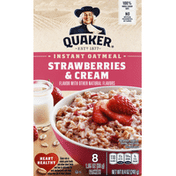 Quaker Instant Oatmeal, Strawberries & Cream, 8 Pack