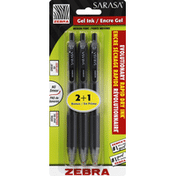 Zebra Gel Retractable Pen, Medium Point, 0.7 mm, Black Ink