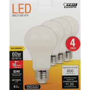 Feit Electric Light Bulbs, LED, Soft White, 10 Watts, 4 Pack