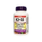 Webber Naturals Vitamin K2 & D3 120 Mcg Vegetarian Capsules