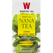 Wissotzky Tea Herbal Tea, Caffeine Free, Lemon with Nana Mint, Tea Bags