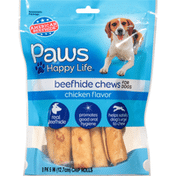 Paws Happy Life Beefhide Chews, Chicken Flavor, For Dogs