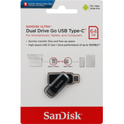 SanDisk Flash Drive, Dual Drive Go USB Type-C, 64 GB