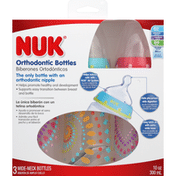NUK Bottles, Orthodontic, Wide-Neck, Silicone, Medium, 10 oz, 0+M