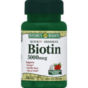 Nature's Bounty Biotin, 5000 mcg, Quick Dissolve Tablets, Natural Strawberry Flavor