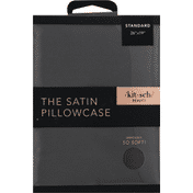 Kitsch Satin Pillowcase, Charcoal Grey