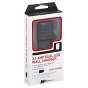 Mobilessentials Wall Charger, Dual USB, 3.1 Amp