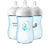 Philips Avent Avent Natural Baby Bottle With Blue Otter and Anchor Design, 9oz, 3pk, SCF669/35,