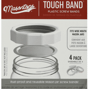 Masontops Plastic Screw Bands, Wide Mouth, 4 Pack