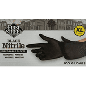 First Street Disposable Gloves, Black Nitrile, X-Large