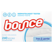 Bounce Free & Gentle Unscented Fabric Softener Dryer Sheets For Sensitive Skin,