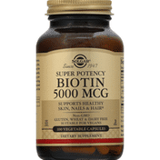 Solgar Biotin, Super Potency, 5000 mcg, Vegetable Capsules