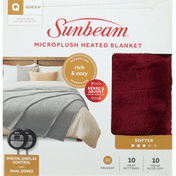 Sunbeam Blanket, Microplush Heated, Softer, Queen