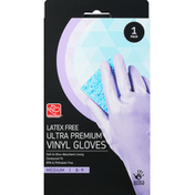 Harris Teeter Gloves, Latex Free, Vinyl, Ultra Premium, Medium