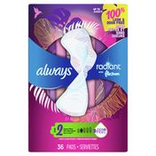 Always Radiant Heavy Flow Sanitary Pads With Wings