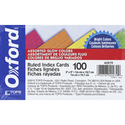 Oxford Index Cards, Ruled, Assorted Glow Colors, 3 x 5 Inch