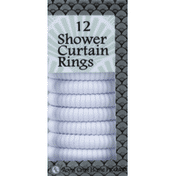 Royal Crest Shower Curtain Rings, White