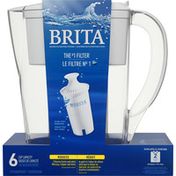 Brita Small Cup Water Filter Pitcher with Standard Filter, BPA Free, Space Saver, White