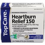 TopCare Maximum Strength Heartburn Relief 150 Ranitidine 150 Mg Acid Reducer Tablets, Cool Mint