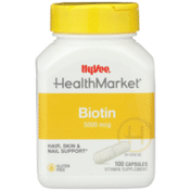 Hy-Vee Healthmarket, Biotin 5000 Mcg Hair, Skin & Nail Support Vitamin Supplement Capsules