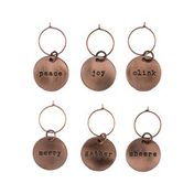 Twine Brushed Copper Holiday Wine Charms