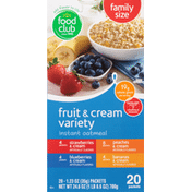 Food Club Oatmeal, Instant, Fruit & Cream Variety, Family Size