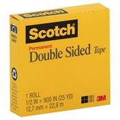 Scotch Double Sided Tape, Permanent, 1/2 Inch