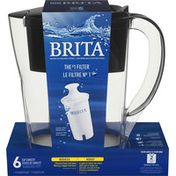 Brita Small Cup Water Filter Pitcher with Standard Filter, BPA Free, Space Saver, Black