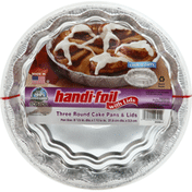 Handi-Foil Cake Pans & Lids, Round, 3 Pack