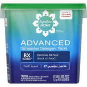 Signature Dishwasher Detergent, Advanced, Fresh Scent, Powder Packs