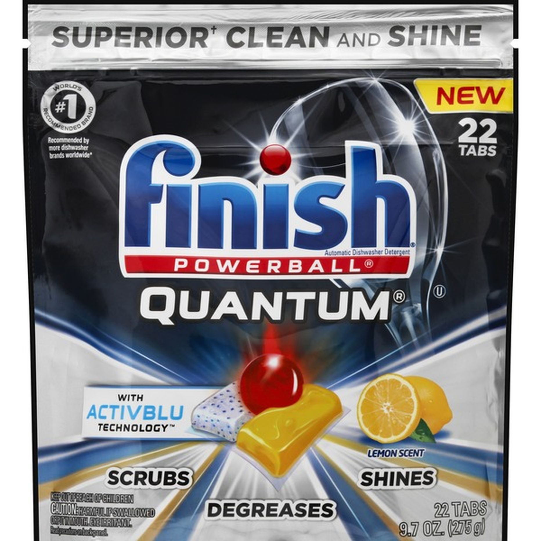 Finish Dishwasher Detergent, Automatic, Quantum, with ActivBlu, Lemon