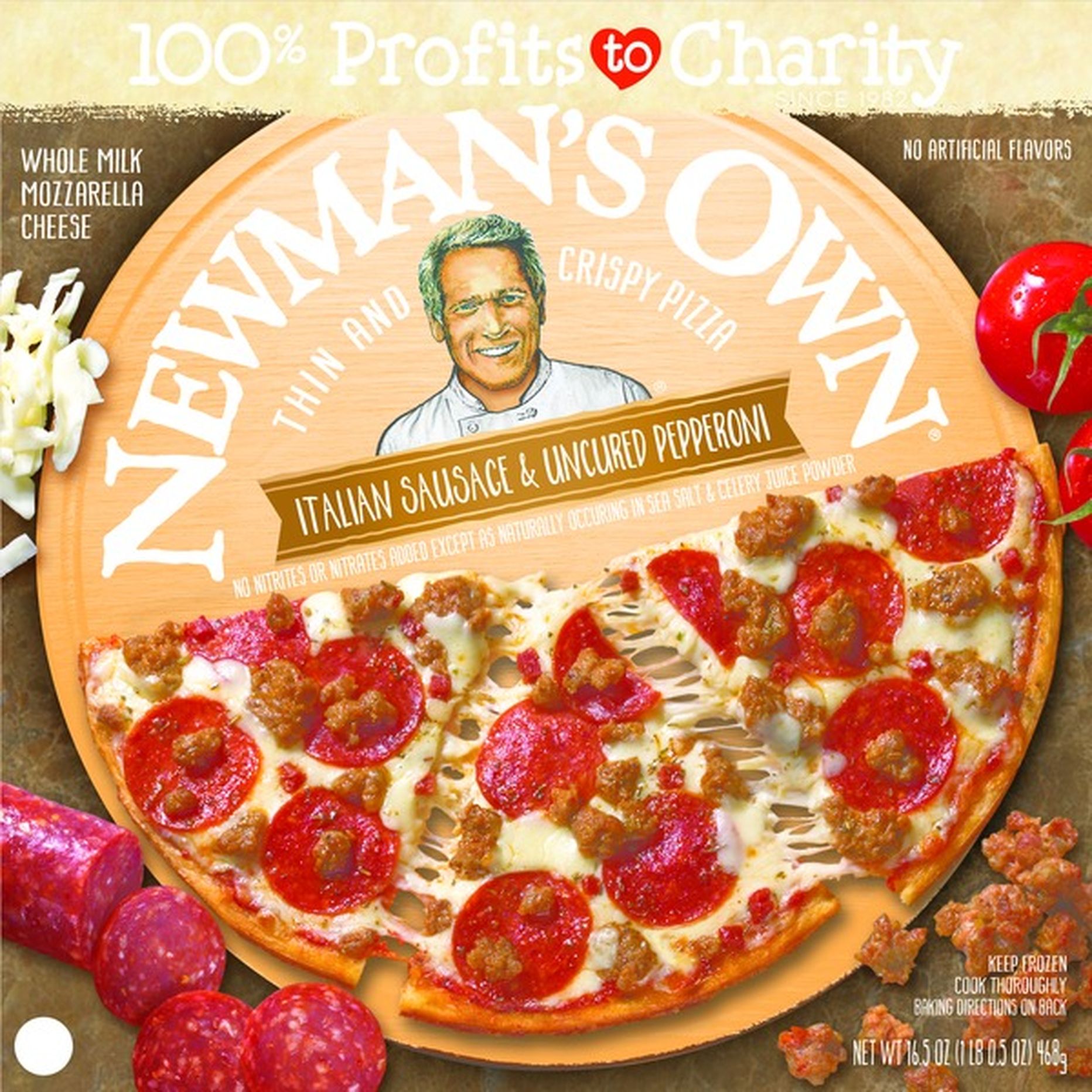 Newman's Own Pizza, Thin and Crispy, Italian Sausage &amp; Uncured Pepperoni