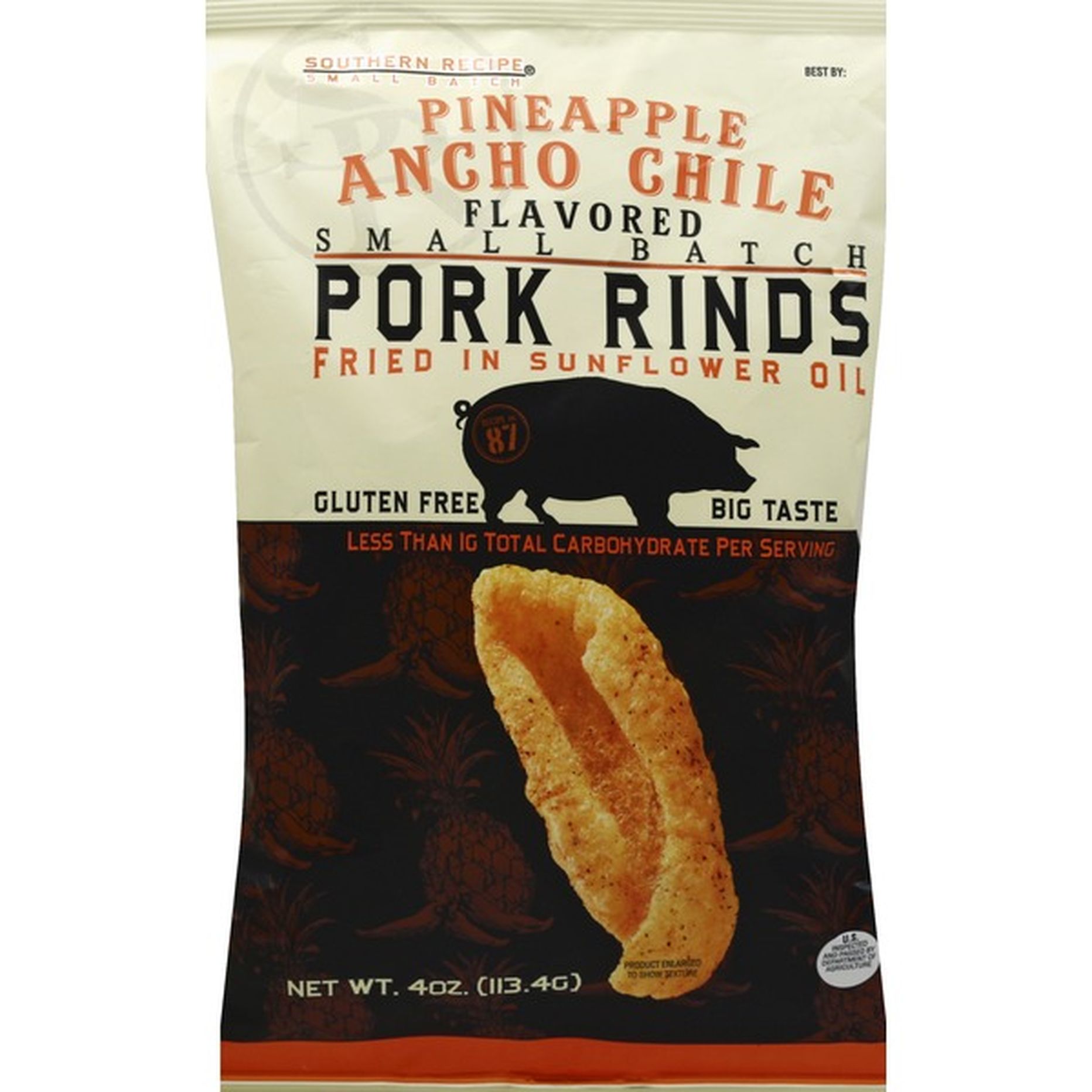 Southern Recipe Small Batch Pork Rinds Pineapple Ancho Chile Flavored