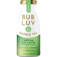 Bubluv Bubble Tea, Matcha Soy Latte with Jelly Pearls, Low-Sugar