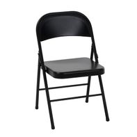 COSCO Black Metal Frame Metal Seat Indoor/Outdoor Standard Folding Chair 250-lb Weight Cap