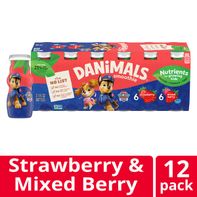Danimals Smoothie Strawberry and Mixed Berry Low Fat Dairy Drink Smoothie Bottles
