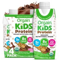 Orgain Organic Kids Nutritional Dairy Protein Shakes, Chocolate, 8.25 Fl Oz, Pack of 4