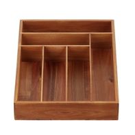 12" x 17-3/4" x 2-1/2" h 6-Section Acacia Flatware Organizer
