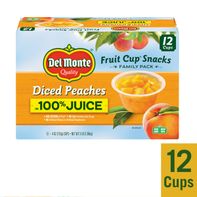 Del Monte Diced Peaches in 100% Juice Plastic Fruit Cup Snacks