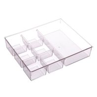 The Container Store 7-Compartment Everything Drawer Organizer - Clear - 10-1/8" x 12-5/8" x 2-1/4" h
