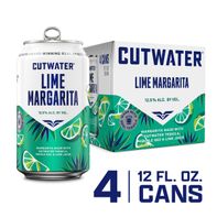 Cutwater Spirits Tequila Lime Margarita, 4 Pack 12 Fl. Oz. Cans, 12.5% Abv