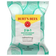 Burt's Bees Refreshing Facial Towelettes with Cucumber and Mint, 99% Natural Origin