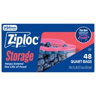 Ziploc® Quart Storage Bags, Stay Open Design, Easy to Fill
