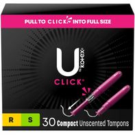 U by Kotex Click Compact Multipack Unscented Tampons, Regular/Super