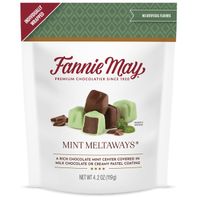 Fannie May Mint Meltaways, Premium Chocolate Mint Center Covered in Milk Chocolate or Green Pastel Coating, Bag, 4.2 oz