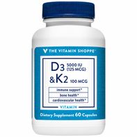The Vitamin Shoppe Vitamin D3 & K2, 125 mcg/100 mcg, Vegetable Capsules