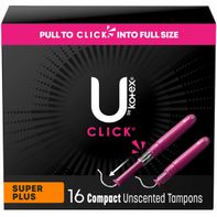 U by Kotex Tampons, Click, Compact, Super Plus Absorbency 16 Count