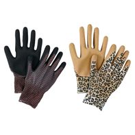 Gardenline Gardening Gloves 2pk, Latex Leopard, L
