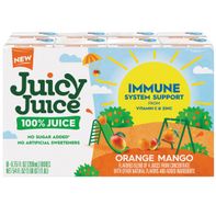 Juicy Juice 100% Juice Immune System Support from Vitamin C and Zinc, Orange Mango, 8 Count, 6.75 FL OZ Juice Boxes